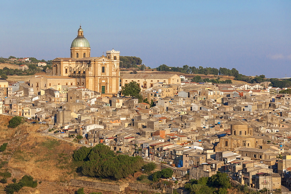 The ancient baroque old town and dome of cathedral of Piazza Armerina, Province of Enna, Sicily, Italy, Europe