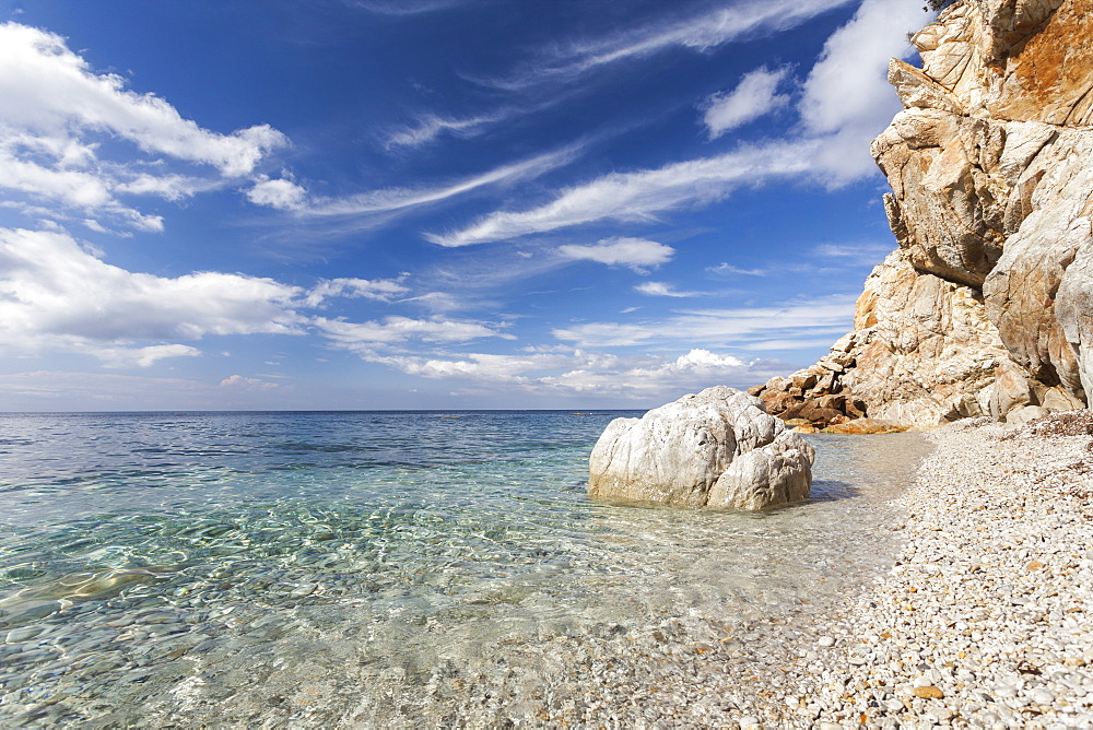 Turquoise sea, Sant'Andrea Beach, Marciana, Elba Island, Livorno Province, Tuscany, Italy, Europe