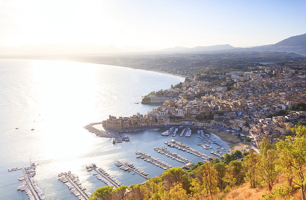 Elevated view of Castellammare del Golfo, province of Trapani, Sicily, Italy, Mediterranean, Europe