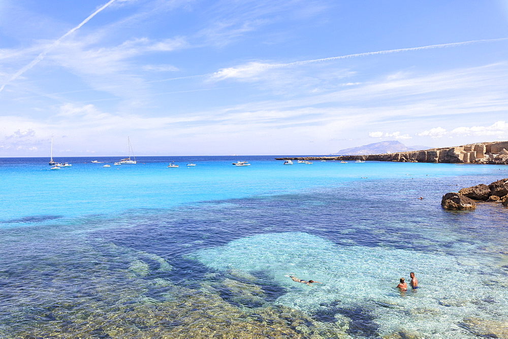 Cala Rossa, Favignana island, Aegadian Islands, province of Trapani, Sicily, Italy, Mediterranean, Europe