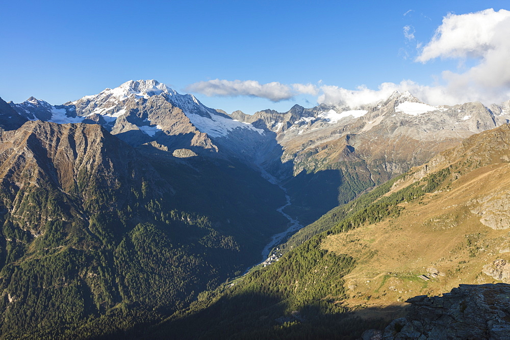 Monte Disgrazia seen from Valle di Chiareggio, Malenco Valley, province of Sondrio, Valtellina, Lombardy, Italy, Europe