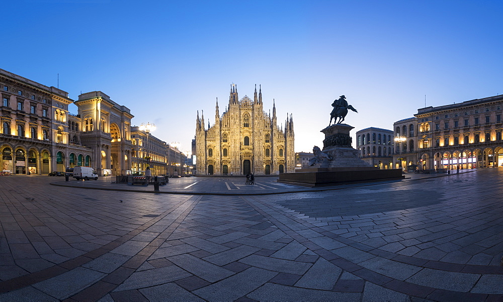 View of Milan Cathedral (Duomo), Galleria Vittorio Emanuele II and Palazzo Reale, Milan, Lombardy, Italy, Europe