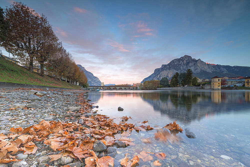 Sunrise on River Adda, Lecco, Lombardy, Italy, Europe