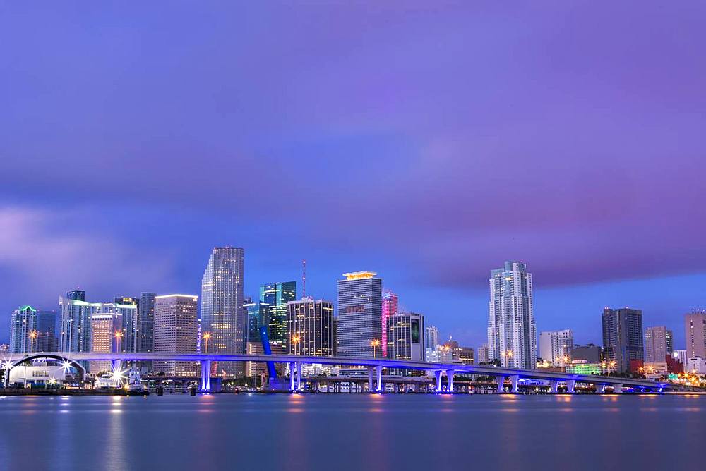 Skyline of Downtown Miami from Watson Island, Miami, Florida, United States of America, North America