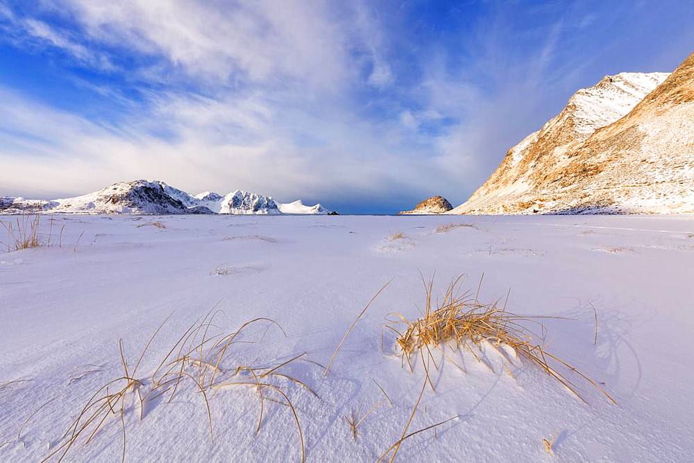 Haukland Beach, Leknes, Vestvagoy, Lofoten Islands, Nordland, Norway, Europe