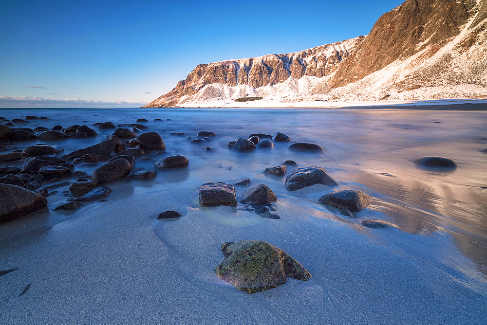 Unstad beach, Vestvagoy, Lofoten Islands, Nordland, Norway, Europe