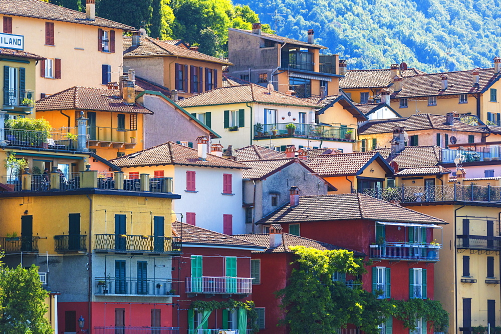 Typical architecture of colorful houses, Varenna, Lake Como, Lecco province, Lombardy, Italian Lakes, Italy, Europe