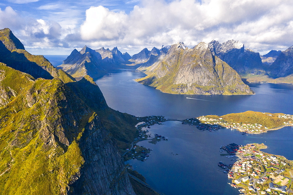 Mountains surrounding Reine in Moskenes, Norway, Europe