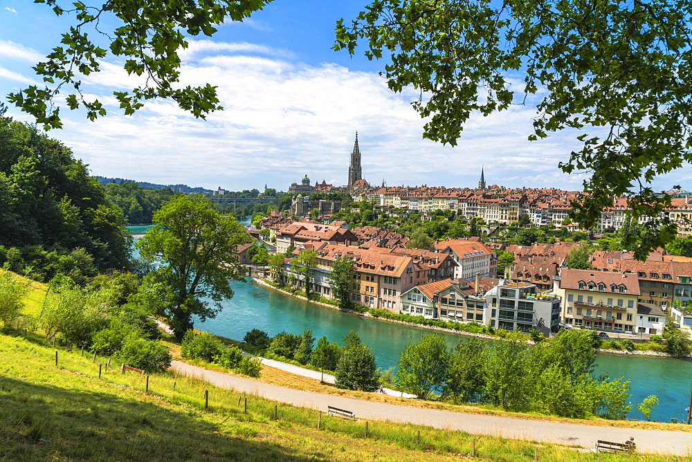 Buildings of the old Schwarzes Quartier on banks of Aare River, Bern, Canton Bern, Switzerland, Europe