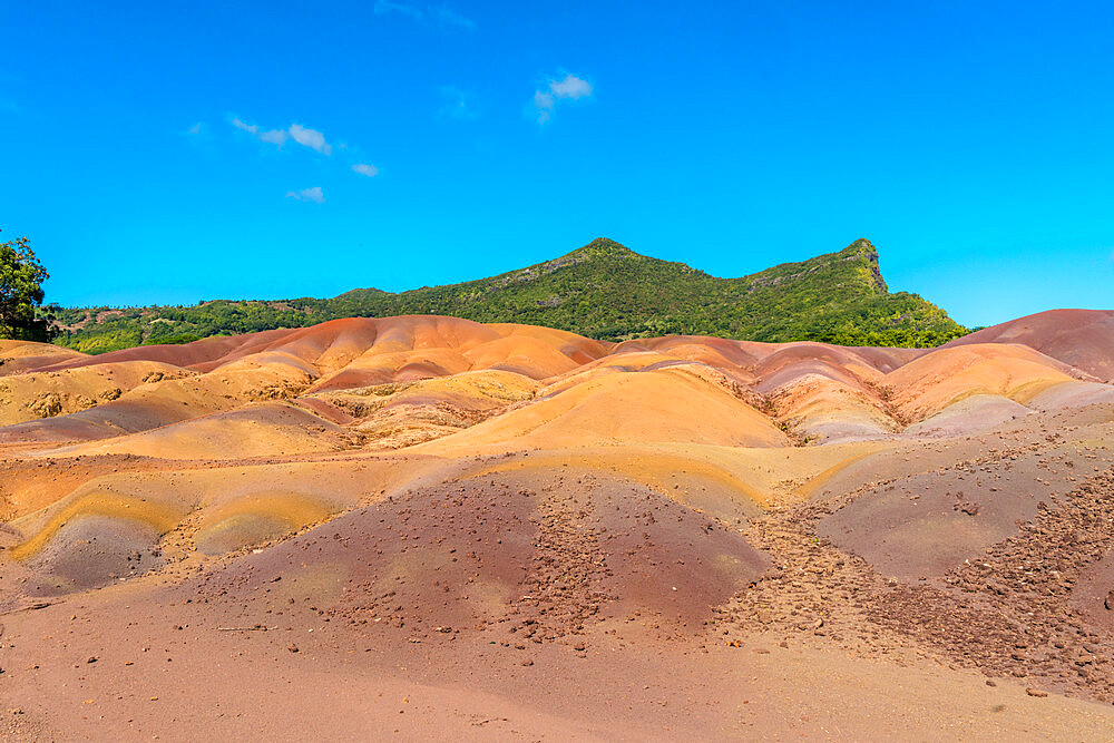 Geological formations shaped as sand dunes, The Seven Colored Earth Geopark, Chamarel, Black River, Mauritius, Indian Ocean, Africa