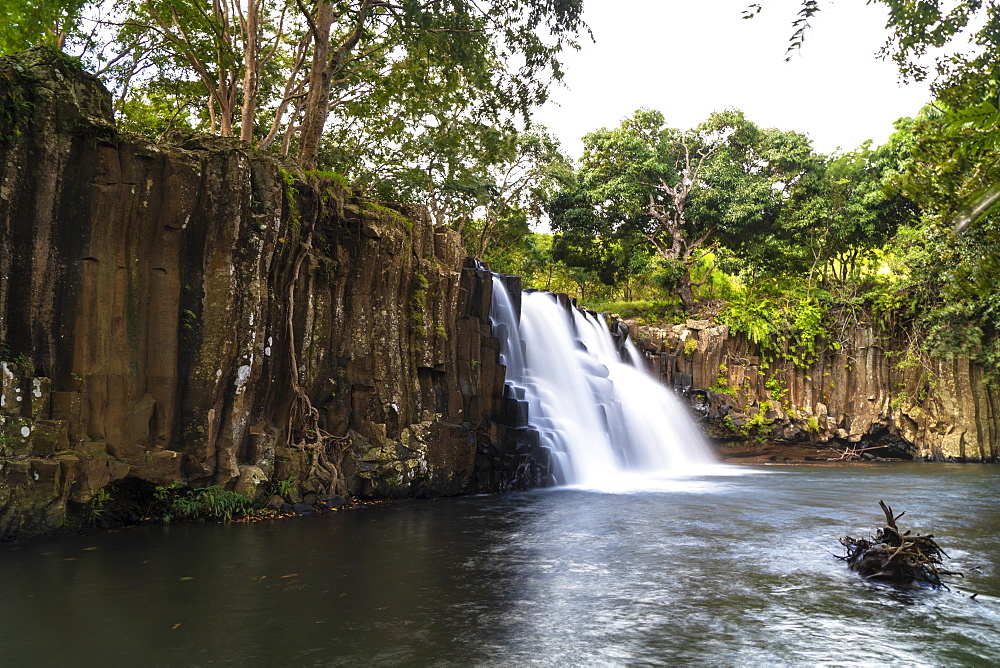 Flowing water of Rochester Falls, Souillac, South Mauritius, Indian Ocean, Africa