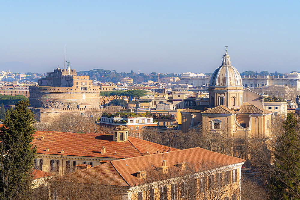 Castel Sant'Angelo, UNESCO World Heritage Site, seen from Gianicolo Hill, Rome, Lazio, Italy, Europe