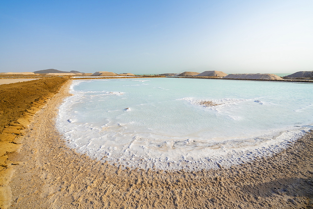 Salt deposit on water surface of Lake Afrera (Lake Afdera), Danakil Depression, Afar Region, Ethiopia, Africa