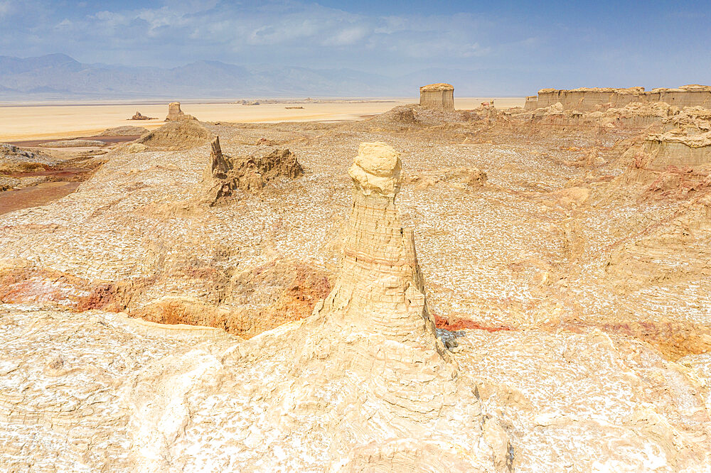 Aerial view of Salt Mountains of Dallol, Danakil Depression, Afar Region, Ethiopia, Africa