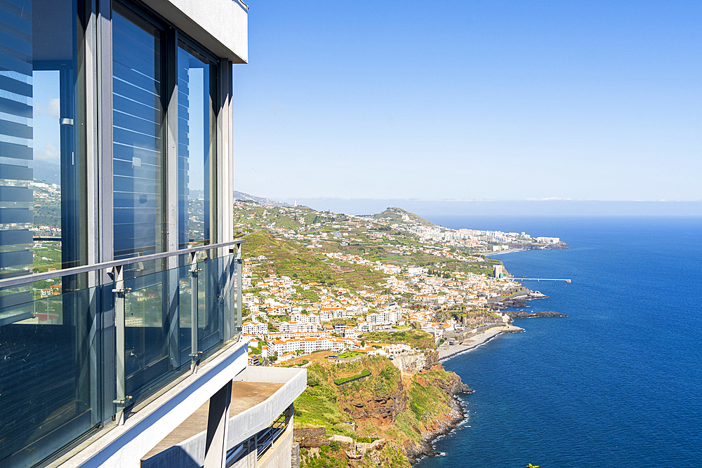 Top station of Teleferico Do Rancho cableway connecting mountains to ocean, Camara de Lobos, Madeira island, Portugal, Atlantic, Europe