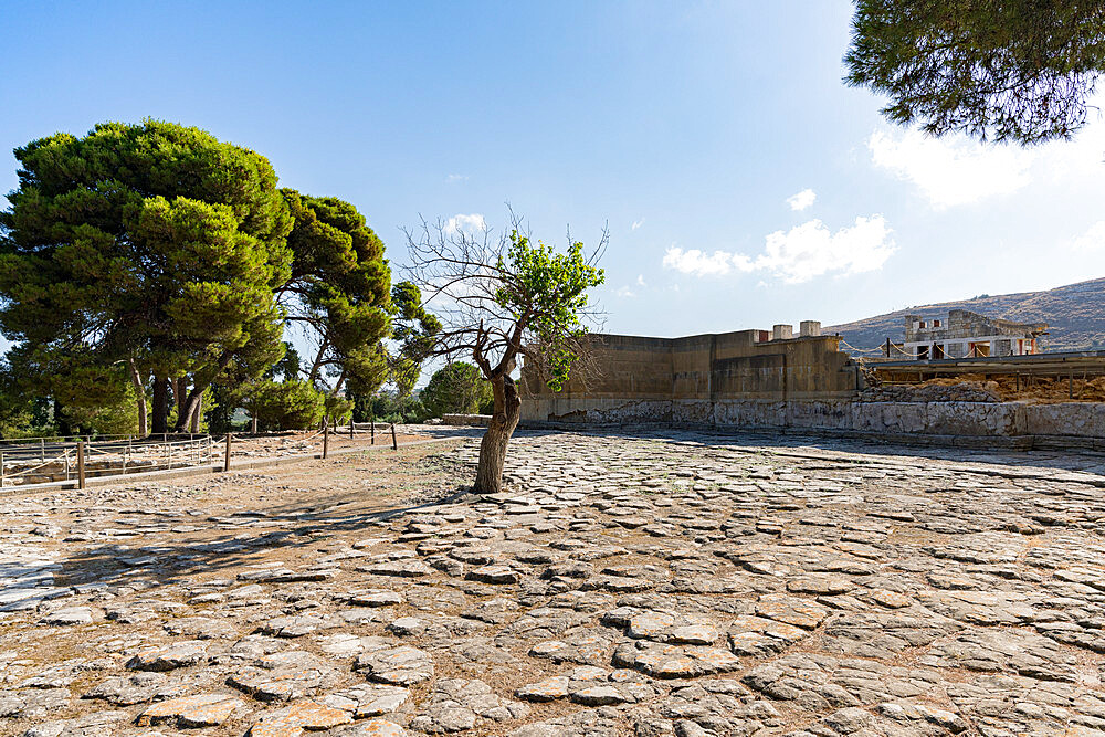 Stone flooring in the courtyard of the Minoan Palace of Knossos, Heraklion, Crete, Greek Islands, Greece, Europe