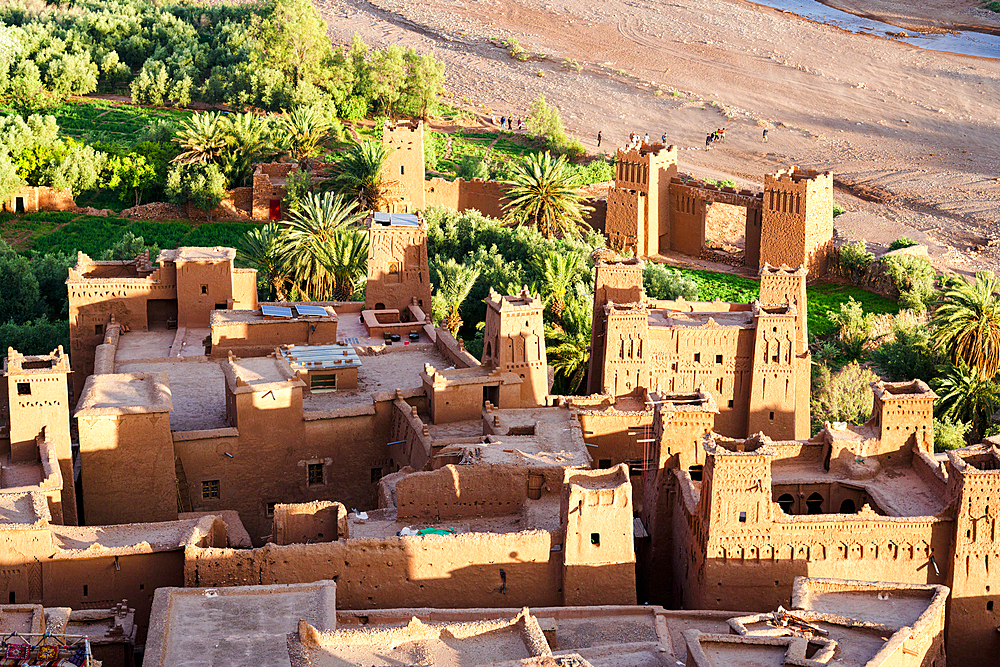 Sunset over the old castles in Ait Ben Haddou, UNESCO World Heritage Site, Ouarzazate province, Morocco, North Africa, Africa