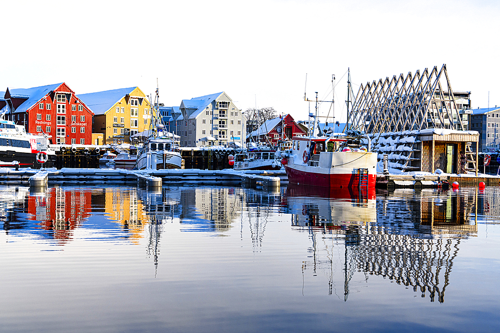 Fishing boats moored in the harbor, Tromso, Norway, Scandinavia, Europe