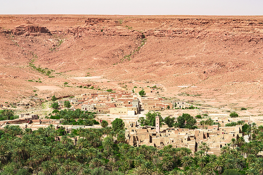 Historic village in a desert oasis framed by majestic gorges, Ziz Valley, Atlas mountains, Morocco, North Africa, Africa