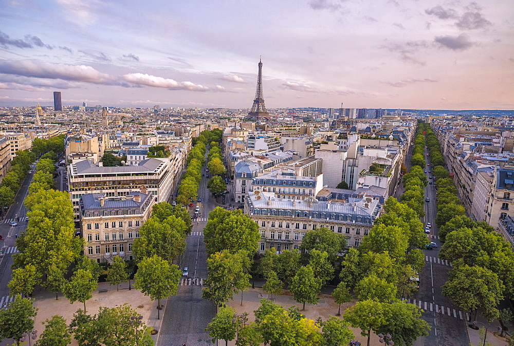 View over Paris at sunset, Paris, France, Europe