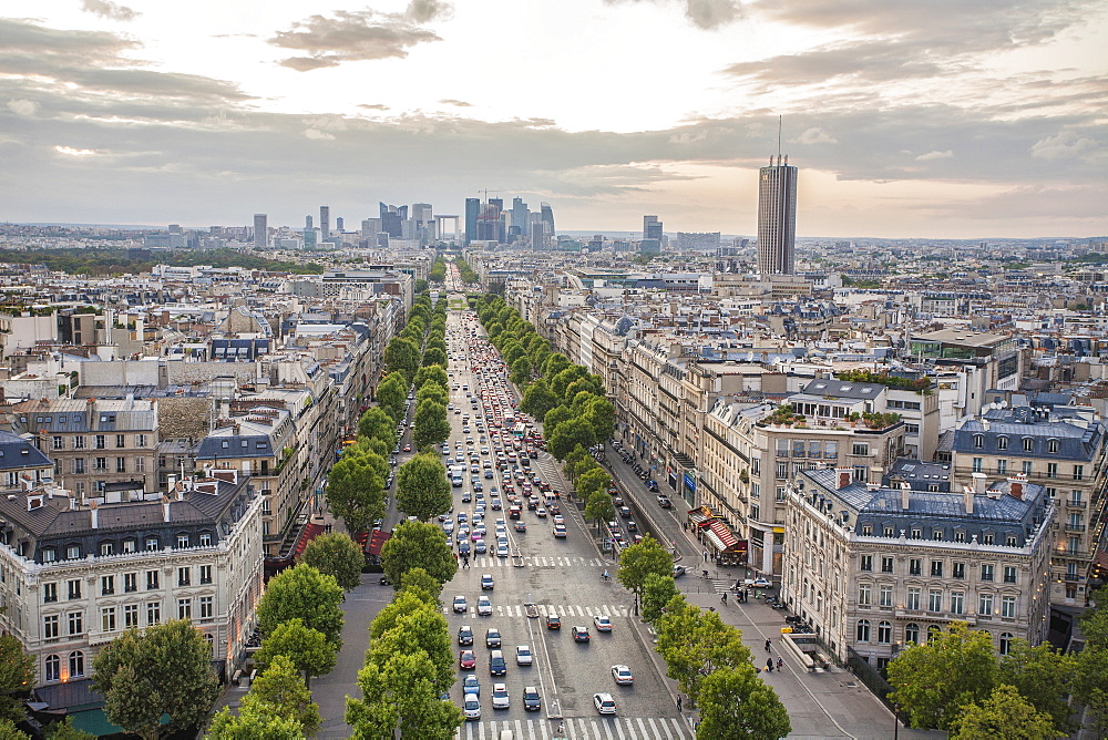 View over the Champs Elysees, Paris, France, Europe