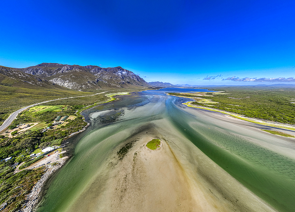 Panorama of the Klein River Lagoon, Hermanus, Western Cape Province, South Africa, Africa