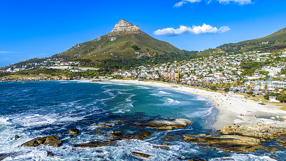 Aerial of the Lion's Head and Camps Bay, Cape Town, South Africa, Africa