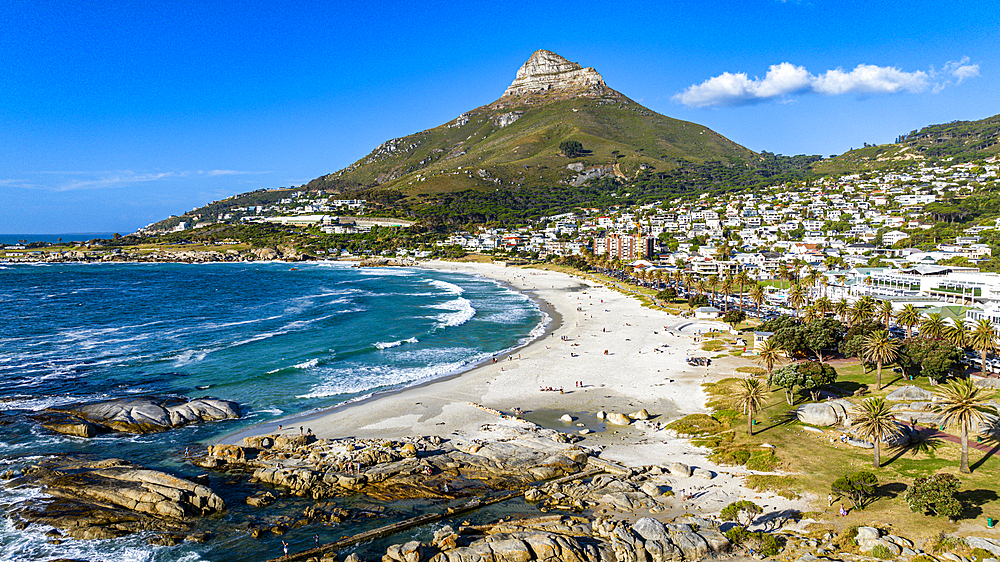 Aerial of the Lion's Head and Camps Bay, Cape Town, South Africa, Africa