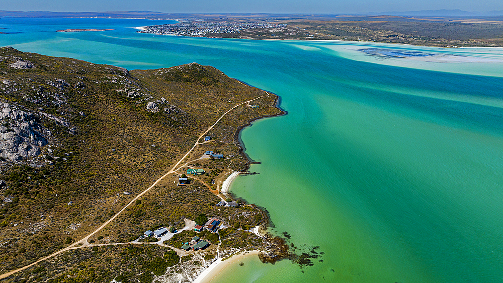 Aerial of the Langebaan Lagoon Marine Protected Area, West Coast National Park, Western Cape Province, South Africa, Africa