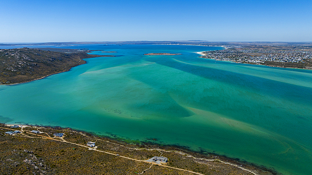 Aerial of the Langebaan Lagoon Marine Protected Area, West Coast National Park, Western Cape Province, South Africa, Africa