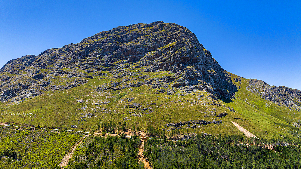 Aerial of Franschhoek, wine area, Western Cape Province, South Africa, Africa