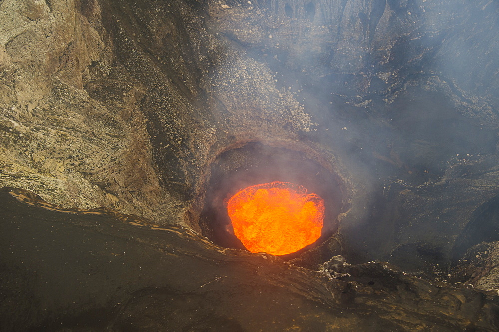 Lava lake in the caldera of the Ambrym volcano, Vanuatu, Pacific