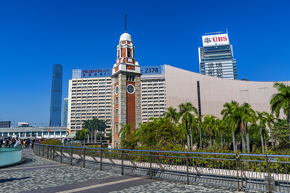 Clock tower in Victoria harbour, Hongkong, China, Asia