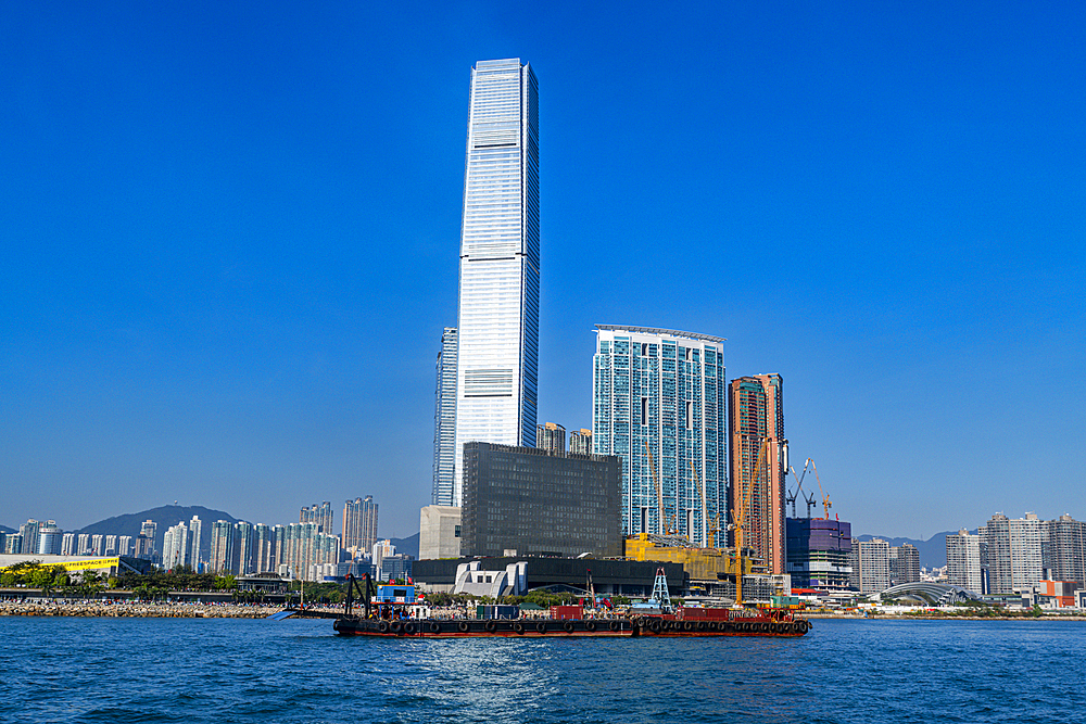 Highrise buildings in Victoria harbour, Hong Kong, China, Asia