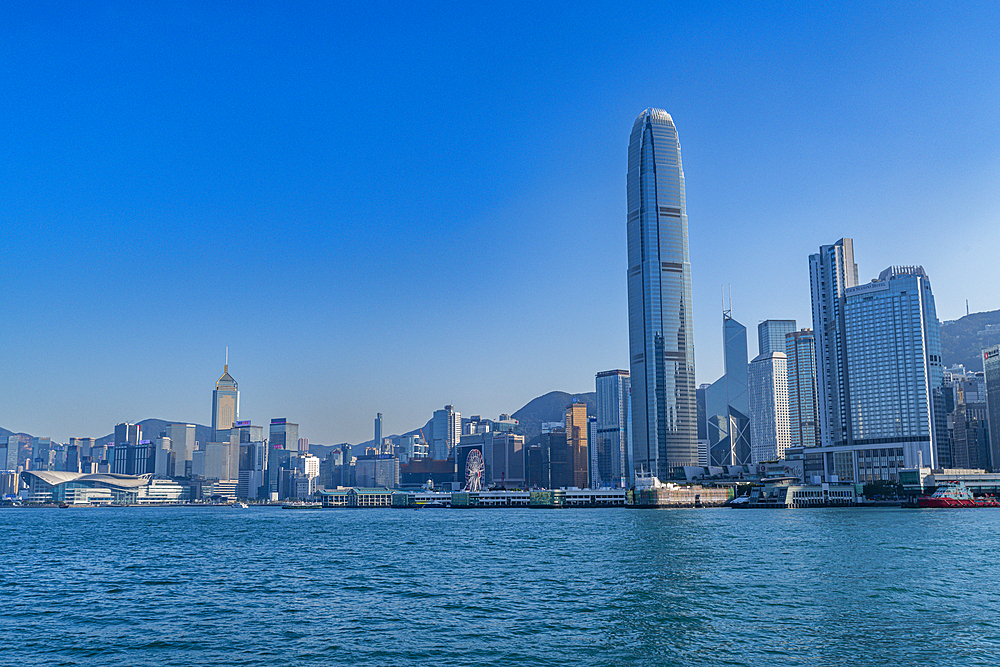 Highrise buildings in Victoria harbour, Hong Kong, China, Asia