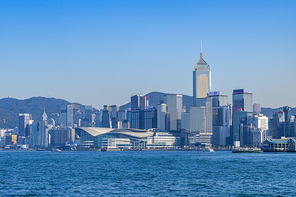 Highrise buildings in Victoria harbour, Hong Kong, China, Asia