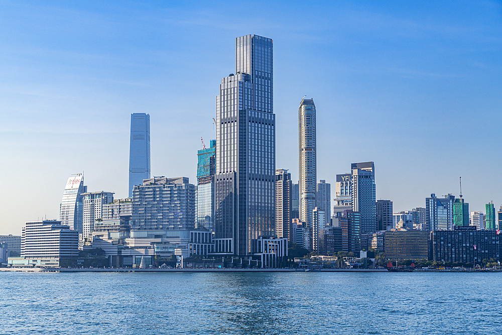 Highrise buildings in Victoria harbour, Hong Kong, China, Asia