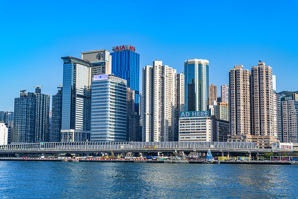 Highrise buildings in Victoria harbour, Hong Kong, China, Asia