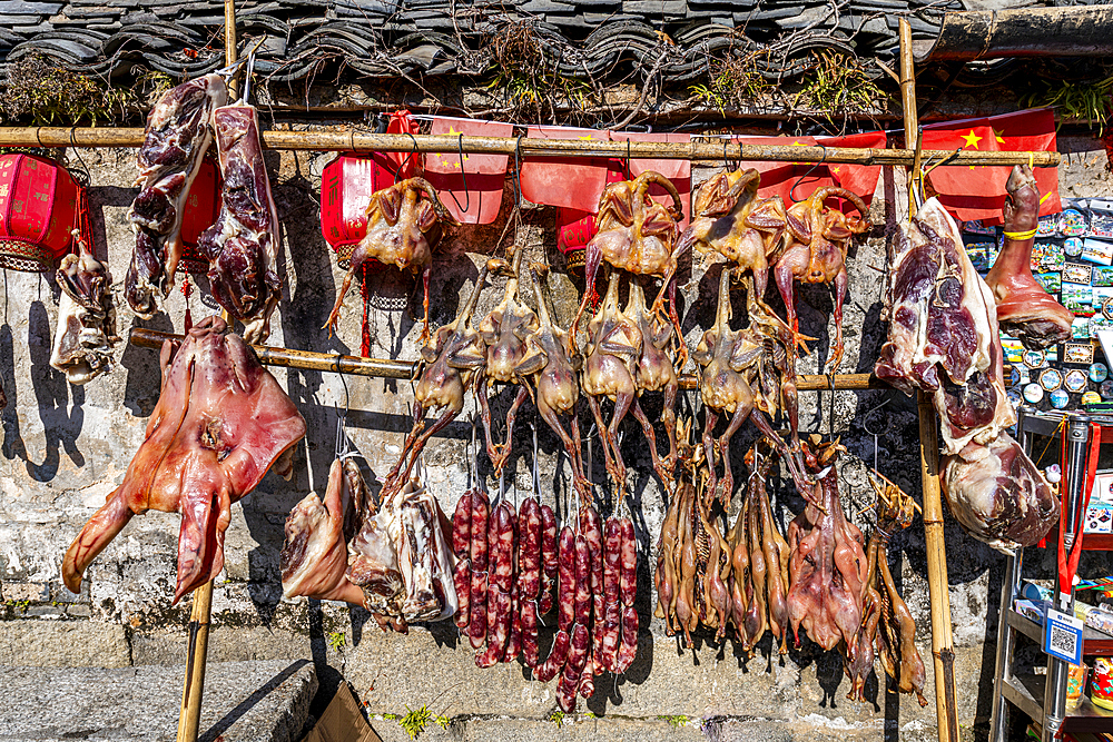 Meat market, Hongcun historical village, UNESCO World Heritage Site, Huangshan, Anhui, China, Asia