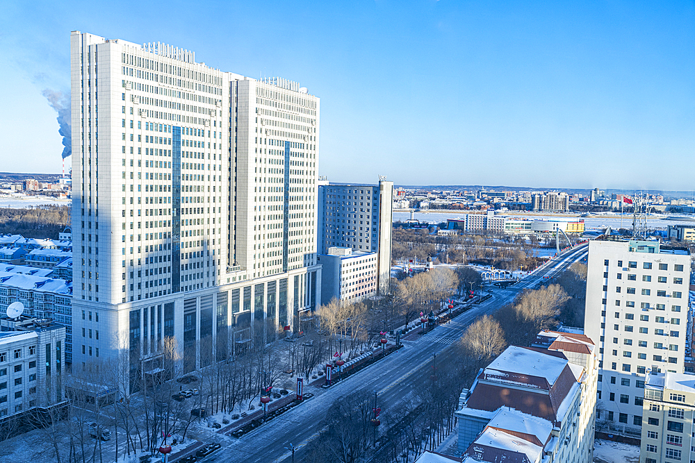 View over Heihe, Heilongjiang, China, Asia