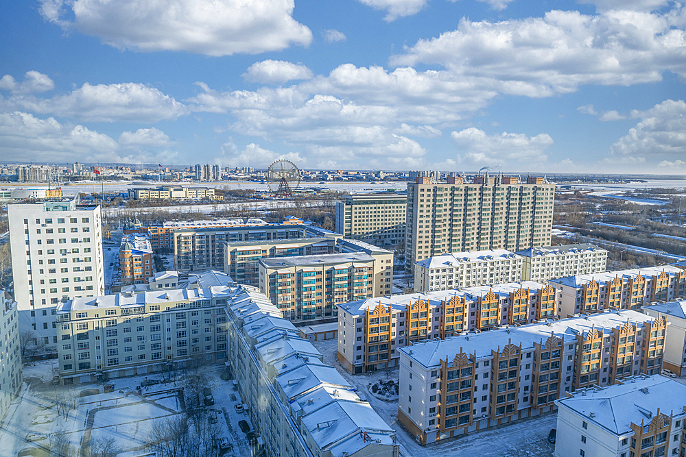 View over Heihe, Heilongjiang, China, Asia