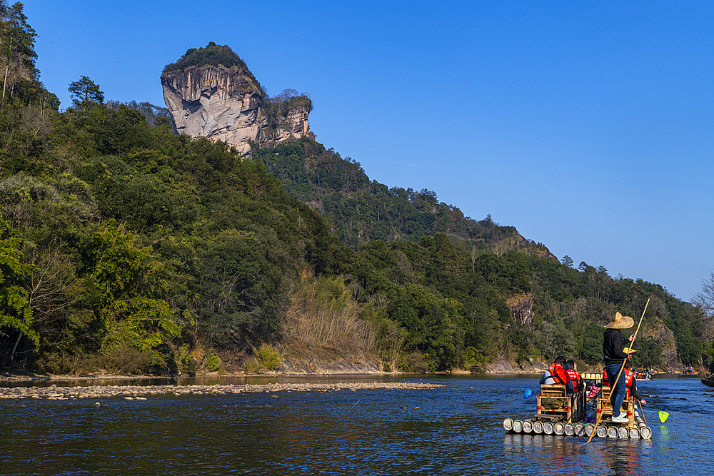 Rafting on the River of Nine Bends, Wuyi Mountains, UNESCO World Heritage Site, Fujian, China, Asia