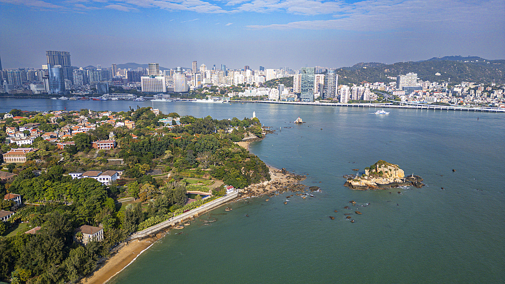 Aerial of Kulangsu International Settlement, UNESCO World Heritage Site, Xiamen, Fujian, China, Asia