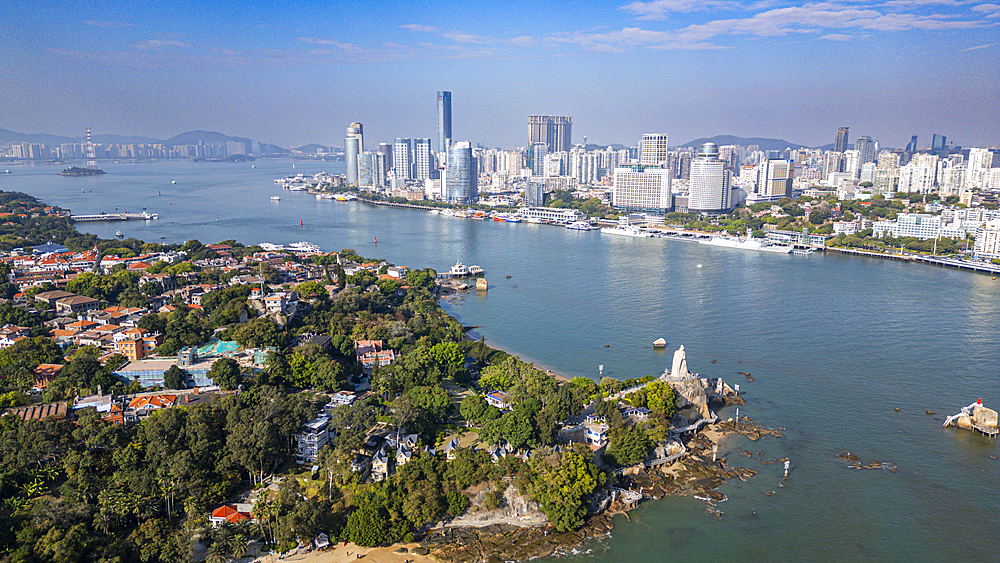 Aerial of Kulangsu International Settlement, UNESCO World Heritage Site, Xiamen, Fujian, China, Asia