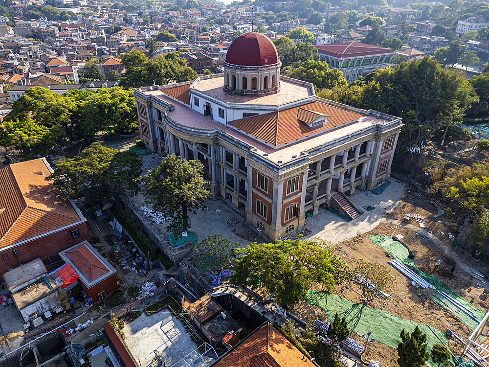 Aerial of Kulangsu International Settlement, UNESCO World Heritage Site, Xiamen, Fujian, China, Asia