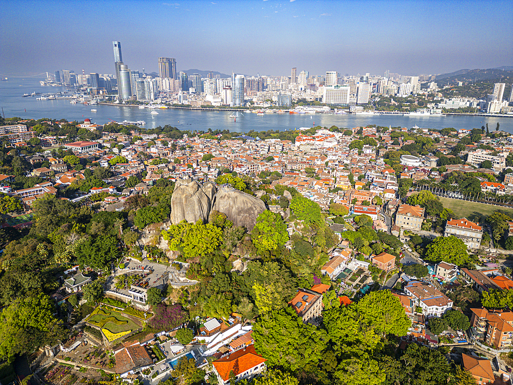 Aerial of Kulangsu International Settlement, UNESCO World Heritage Site, Xiamen, Fujian, China, Asia