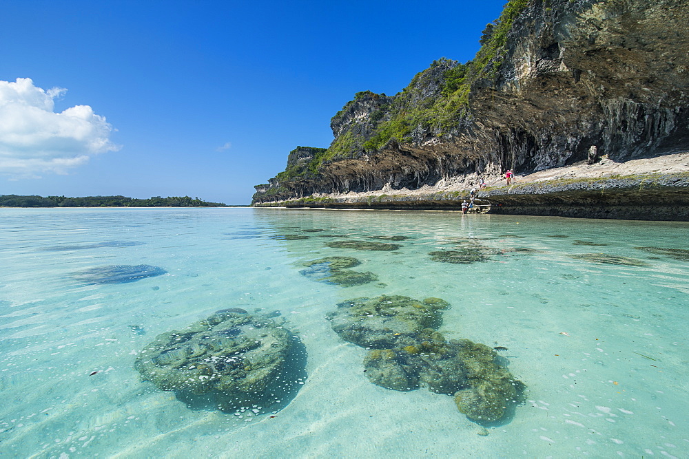 The grey Lekiny cliffs, Ouvea, Loyalty Islands, New Caledonia, Pacific