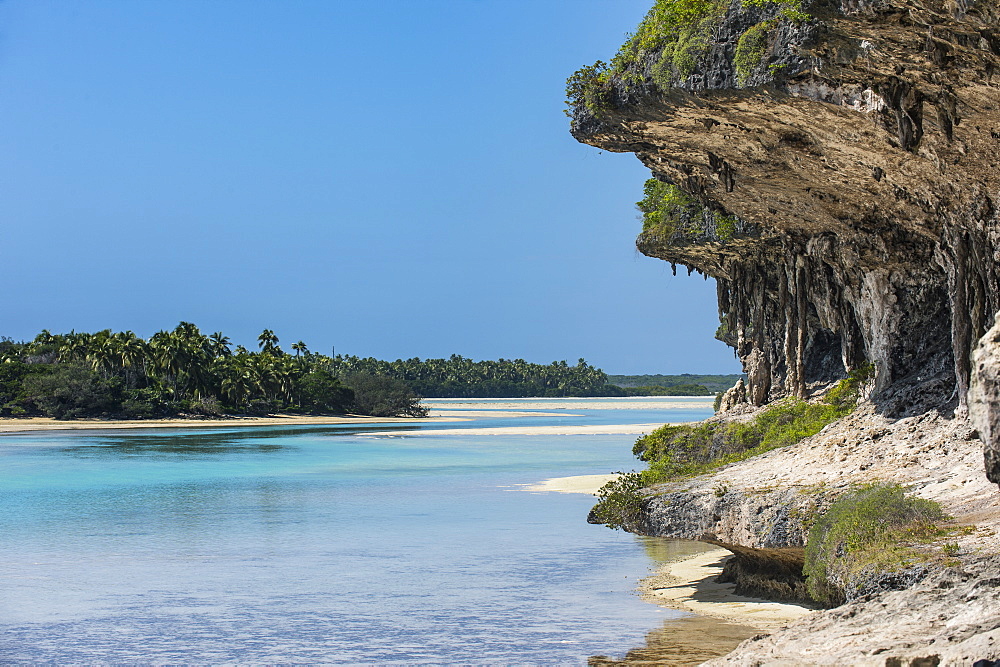 The grey Lekiny cliffs, Ouvea, Loyalty Islands, New Caledonia, Pacific