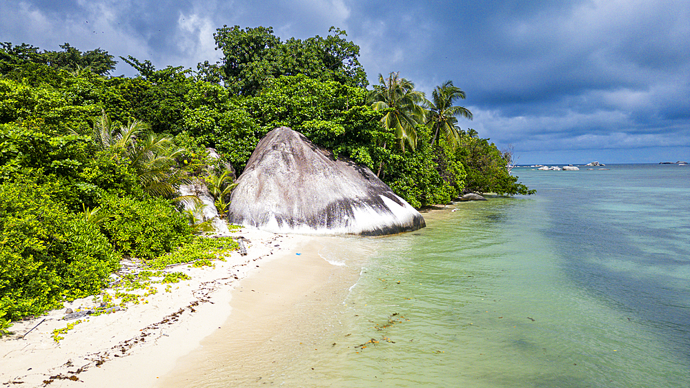 Aerial of Kepayang island, Belitung island off the coast of Sumatra, Indonesia, Southeast Asia, Asia