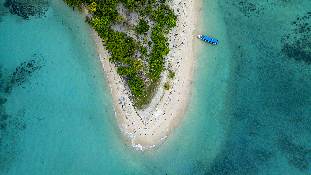 Aerial of Kepayang island, Belitung island off the coast of Sumatra, Indonesia, Southeast Asia, Asia